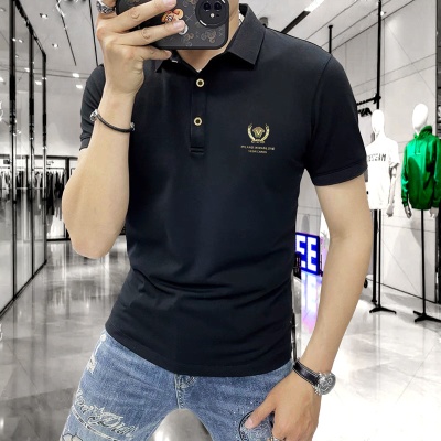 夏季新款男士休闲短袖t恤翻领polo衫潮流男装透气半截袖商务上衣