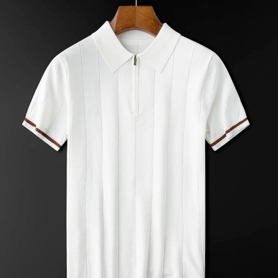 厂家直销翻领短袖polo衫男士潮牌夏季韩版潮流新款百搭针织半拉链