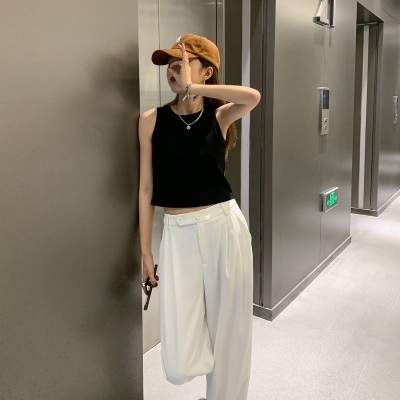 2025春夏新款个性辣妹黑色背心女外穿内搭运动风短款吊带上衣打底