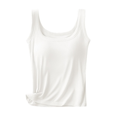 螺纹方领吊带背心女士带胸垫一体式内搭打底防走光大码莫代尔棉女