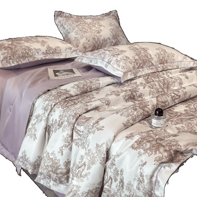 A类凉感空调被四件套夏季床品丝滑床单水洗天丝单品夏被床笠4