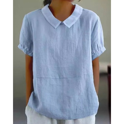 跨境外贸2024夏季女装新款亚马逊宽松印花圆领休闲大码套头女装T