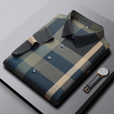 阿里虎男装潮流格子高端大牌衬衫男商务休闲短袖新款免烫抗皱上衣