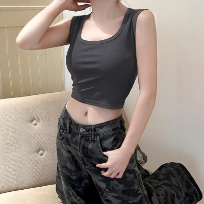 萝卜大叔遮副乳吊带背心女带胸垫一体外穿春夏秋打底内搭辣妹上衣