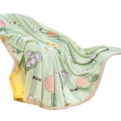 a类双面牛奶绒印花毛毯法莱绒多功能盖毯不掉毛可机洗双面绒毛毯