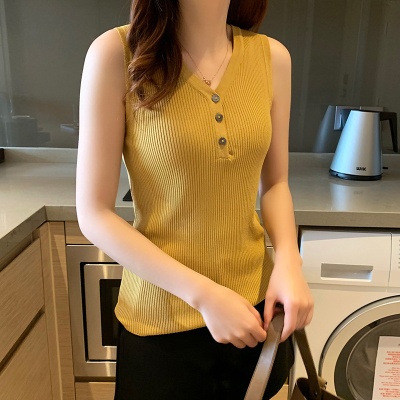 吊带女夏季内搭小背心打底衫针织衫修身v领性感无袖短款上衣外穿
