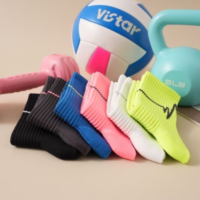 专业运动跑步袜男马拉松户外羽毛球袜女中筒亮色四季时尚心电图袜