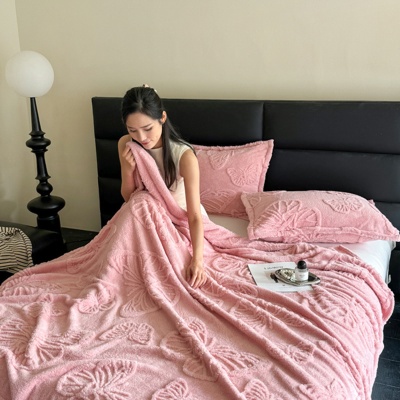 冬季加厚法兰绒毛毯a类珊瑚绒毯子纯色办公室午睡毯牛奶绒盖毯