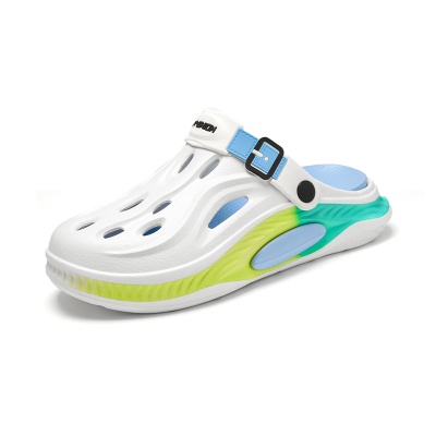 夏季包头凉鞋男踩屎感厚底透气办公室洞洞鞋外穿运动休闲沙滩拖鞋