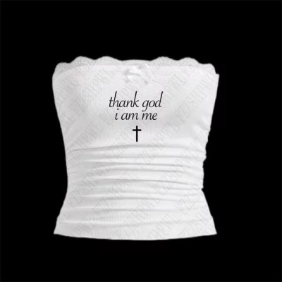 跨境新款美式夏季字母印花吊带抹胸 时尚辣妹抹胸吊带性感上衣