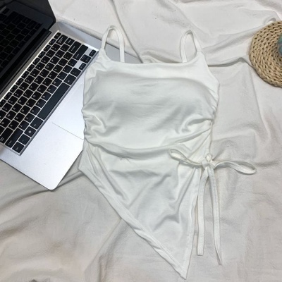 不规则开叉吊带背心女夏季系带设计感内搭带胸垫外穿甜辣抹胸上衣