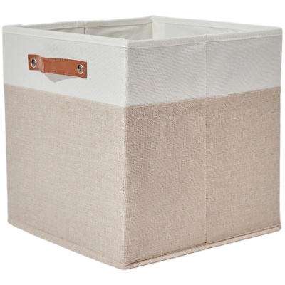 博颂杰亚麻布艺收纳筐桌面杂物零食遥控收纳箱家用可折叠收纳神器