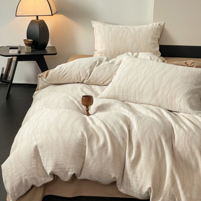 母婴A类全棉水洗棉三层纱四件套纯棉被套床单床笠三件套床上用品4