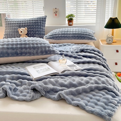 仿兔毛绒毛毯办公室午睡毯子夏季空调毯四季通用沙发盖毯床上用品