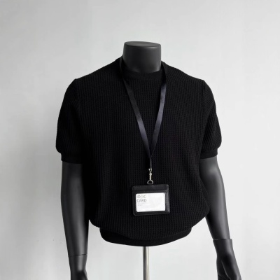 EME男装 复古高级感老钱风坑条肌理夏季新品短袖针织衫t恤打底衫