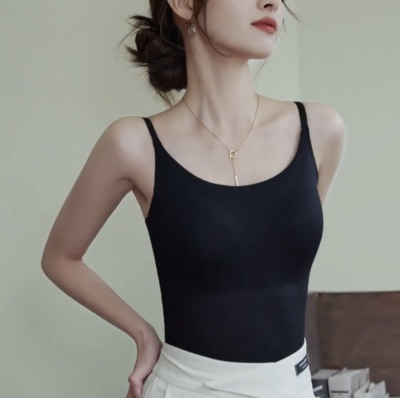 背心春夏女士大码内搭吊带文胸一体式固定胸垫打底衣显瘦爆款美背