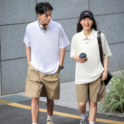 260克重重磅32支双纱纯棉潮款翻领短袖POLO衫男女街拍潮流工作服