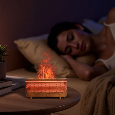 卧室电器高级感迷你仿真火焰香薰机120ML七彩氛围灯加湿器小型