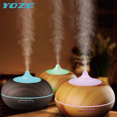 跨境桌面七彩木纹香薰机 家用卧室静音空气加湿器超声波雾化器