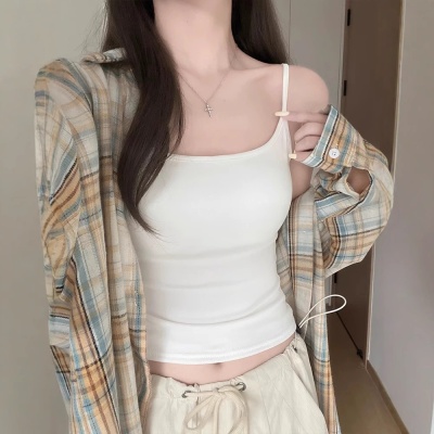 诗之韵高品质白色不透吊带！肩带可调节！胸垫可拆卸！百搭不挑人