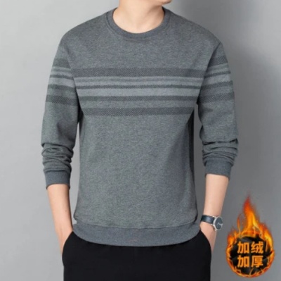 加绒卫衣男士2023新款宽松百搭潮流秋冬季男装上衣圆领爸爸装卫衣