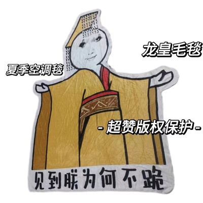 抖音夏季空调毯网红毛毯法兰绒夏凉被皇帝龙图搞怪龙玉涛表情包