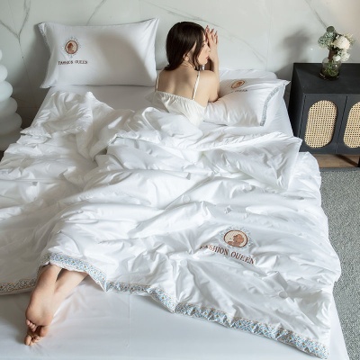 夏凉被冰丝四件套夏天空调被夏季薄款轻奢机洗三件套凉感双人宿3