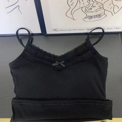 蕾丝吊带背心女2024春秋新款带胸垫一体纯欲修身显瘦内搭外穿上衣