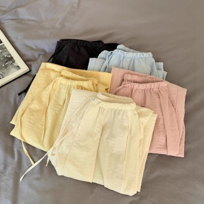 2025夏季新款醋酸绒慵懒风阔腿直筒高腰显瘦休闲拖地遛弯肌理裤女