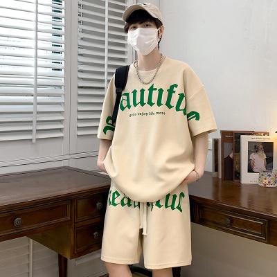 夏季薄款运动套装男士ins潮流搭配帅气校园风休闲短袖t恤夏装一套