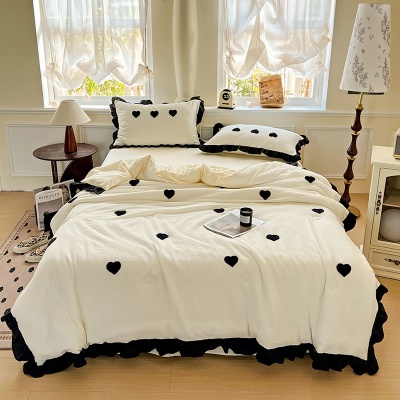夏新款韩版小泡泡水洗棉毛巾绣夏被四件套爱心蝴蝶结薄被子空调被