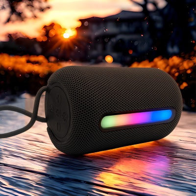 2024新款布艺无线蓝牙音箱户外便携式超重低音炮带RGB拾音灯音响