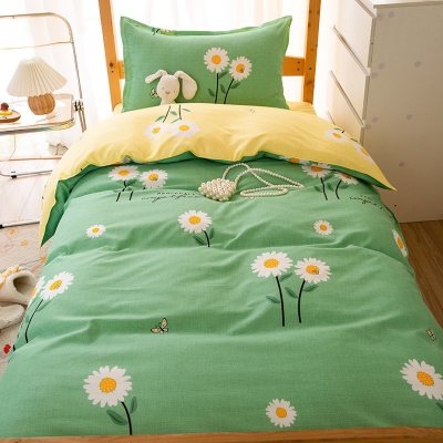 学生宿舍单人床单三件套磨毛水洗棉被套被子床上四件套被褥套装六