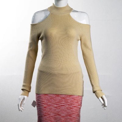 亚马逊外贸跨境高档女装长袖春秋打底露肩针织衫上衣女薄款毛衣