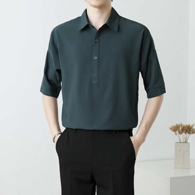 夏季男士polo短袖衫休闲透气翻领衫修身百搭复古T恤男上衣潮