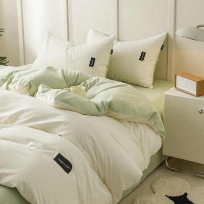 全棉水洗棉四件套 100纯棉被套床单学生宿舍150x200被罩床笠床品3
