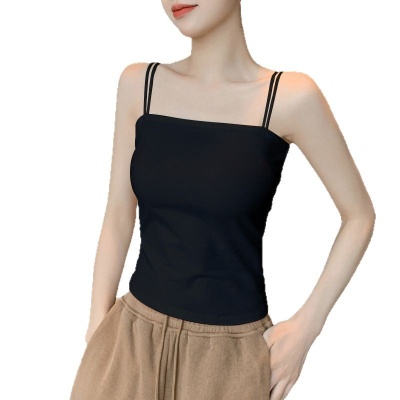 黑色小吊带背心女内搭春夏新款美背带胸垫一体遮副乳打底修身上衣