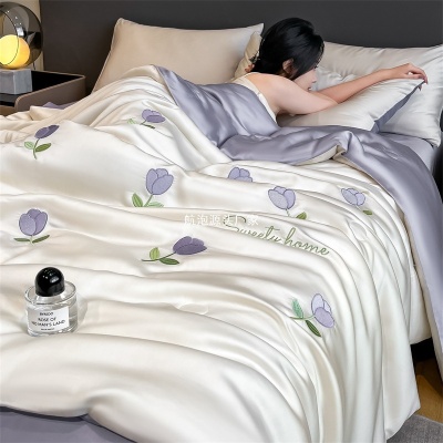 水洗真丝夏被冰丝空调被四件套2025新款冰丝夏凉被床单被套三件套