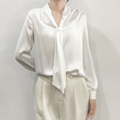 2023夏季新款飘带领职业装通勤百搭女士衬衫