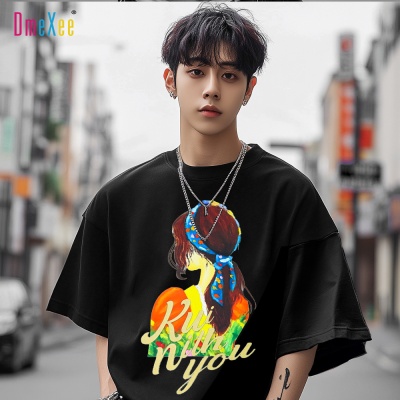 夏季男装新款300g纯棉t恤男原创高级感简约大学生体恤大码短袖