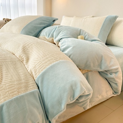 冬季花牛奶绒四件套a类加厚珊瑚绒床单被套法兰绒床上用品加绒