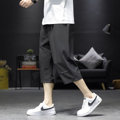 2024新款冰丝短裤男男士季薄款休闲运动外穿宽松速干过膝七分裤男