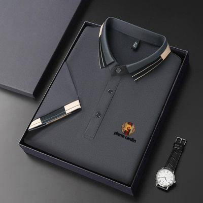 短袖T恤透气polo衫男2025夏季新款商务休闲纯色百搭简约男士t恤