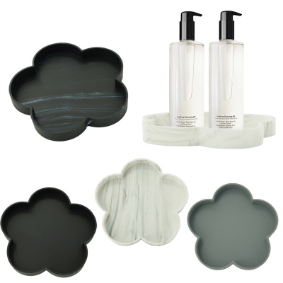 蚁巢硅胶托盘免打孔梳妆台大理石浴室置物盒洗漱台香薰桌面收纳盒