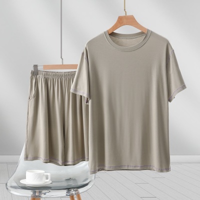 男士夏季短袖短裤套装莫代尔五分裤薄款宽松新款外穿潮流休闲