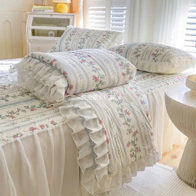 2025新款夏凉被四件套床裙款冰丝乳胶凉席夏季学生宿舍单人空调被