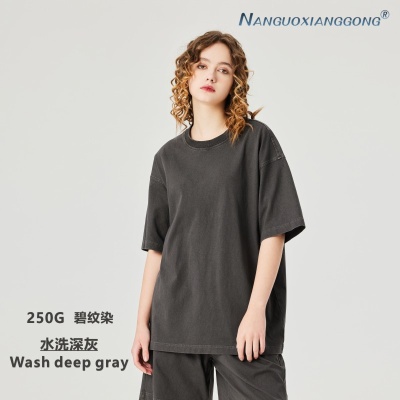 男装|复古做旧工艺高街水洗短袖男士t恤潮牌宽松纯棉圆领情侣上衣