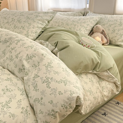 ins小碎花60全棉四件套纯棉学生宿舍三件套单人床单款被罩床笠款