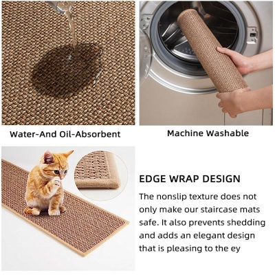 日式仿亚麻楼梯垫家用静音地垫橡胶防滑踏步垫木质地板保护垫批发