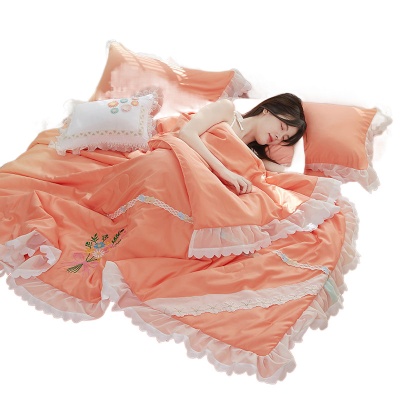 空调被夏凉被四件套冰丝夏季公主风可爱少女单双人真天水机洗透气
